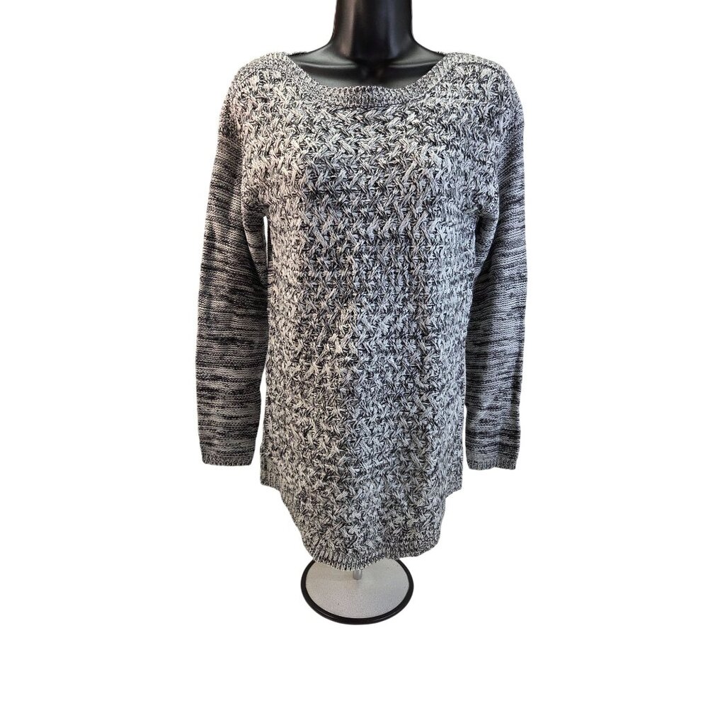 Sweater Its Our Time Black & Cream Knit Long Sleeve Womens Medium New
